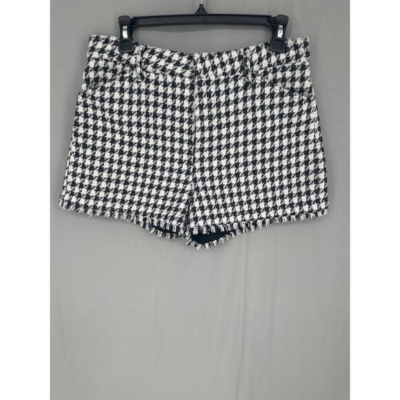Vestique Shorts Womens Large Black High Rise Tweed Plaid White Houndstooth - Picture 5 of 9